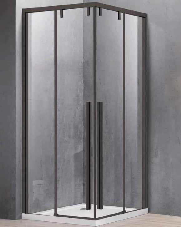 Paroi de douche coulissante SANTORINI 100 profilé noir 70 x200cm