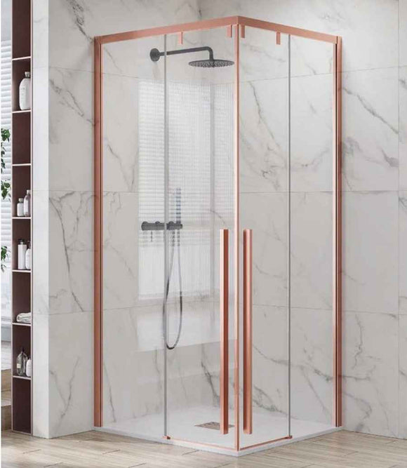 Paroi de douche coulissante SANTORINI 100 profilé rose gold 100 x200 cm