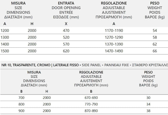 Cabine de douche SANTORINI 400 130x70 x200 cm profilé chromé
