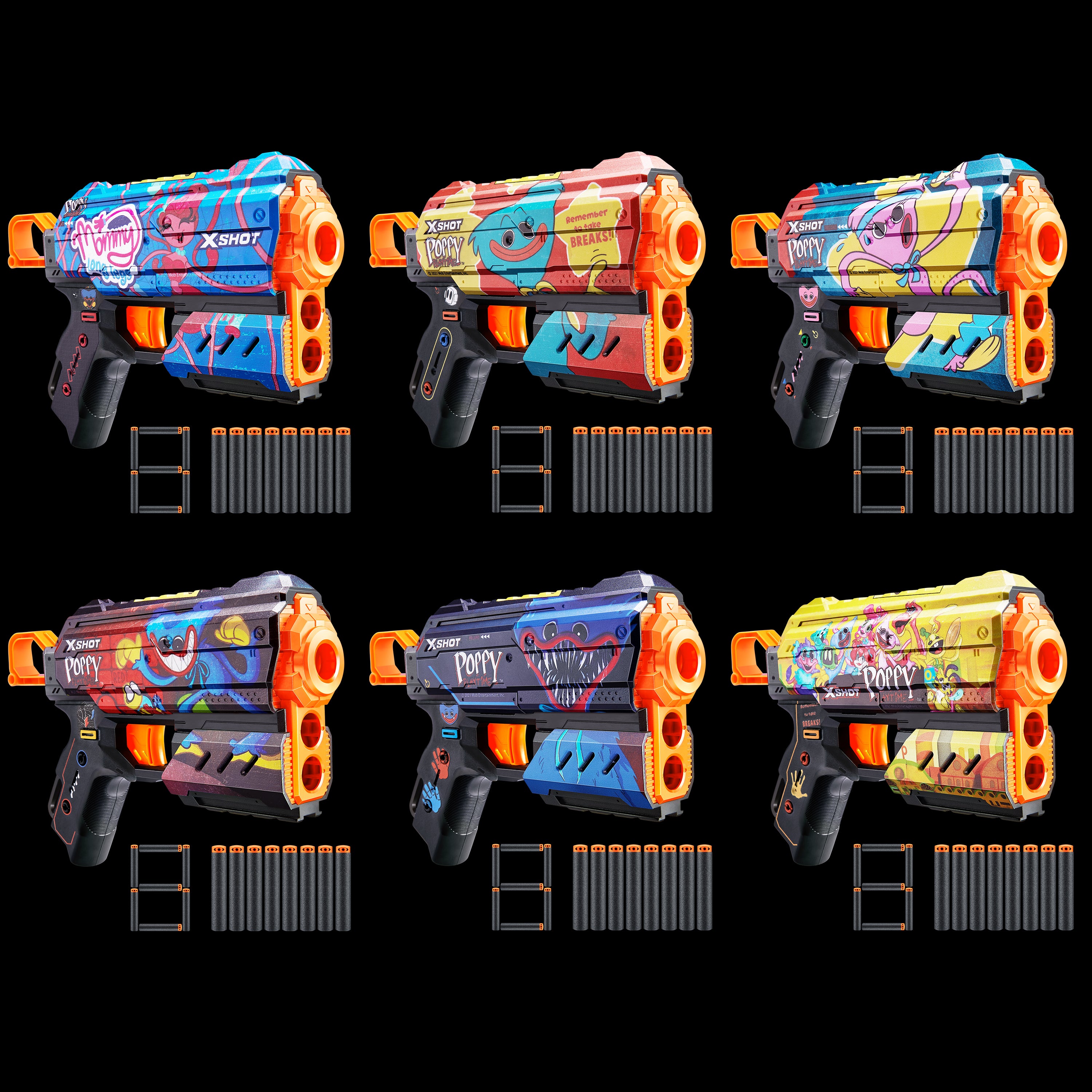 Pistolet jouet X-SHOT Poppy Playtime, série Skins 1 Flux, assortiment, 36649