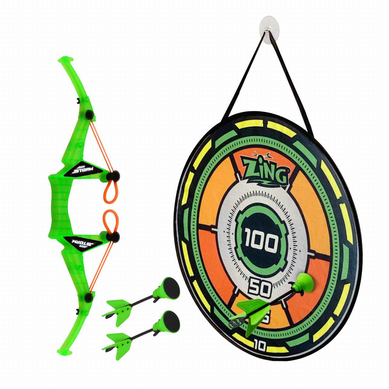 Flèches ZING avec gâchette et cible Air Storm Bullz Eye, assortiment, AS200