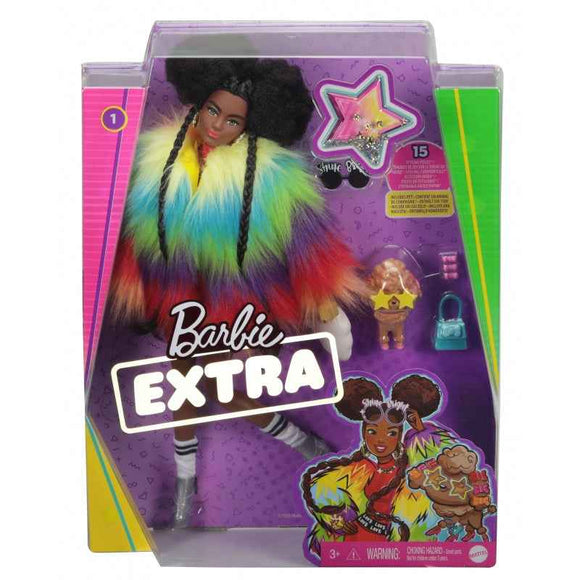 Barbie® Extra nukk vikerkaare kasukaga