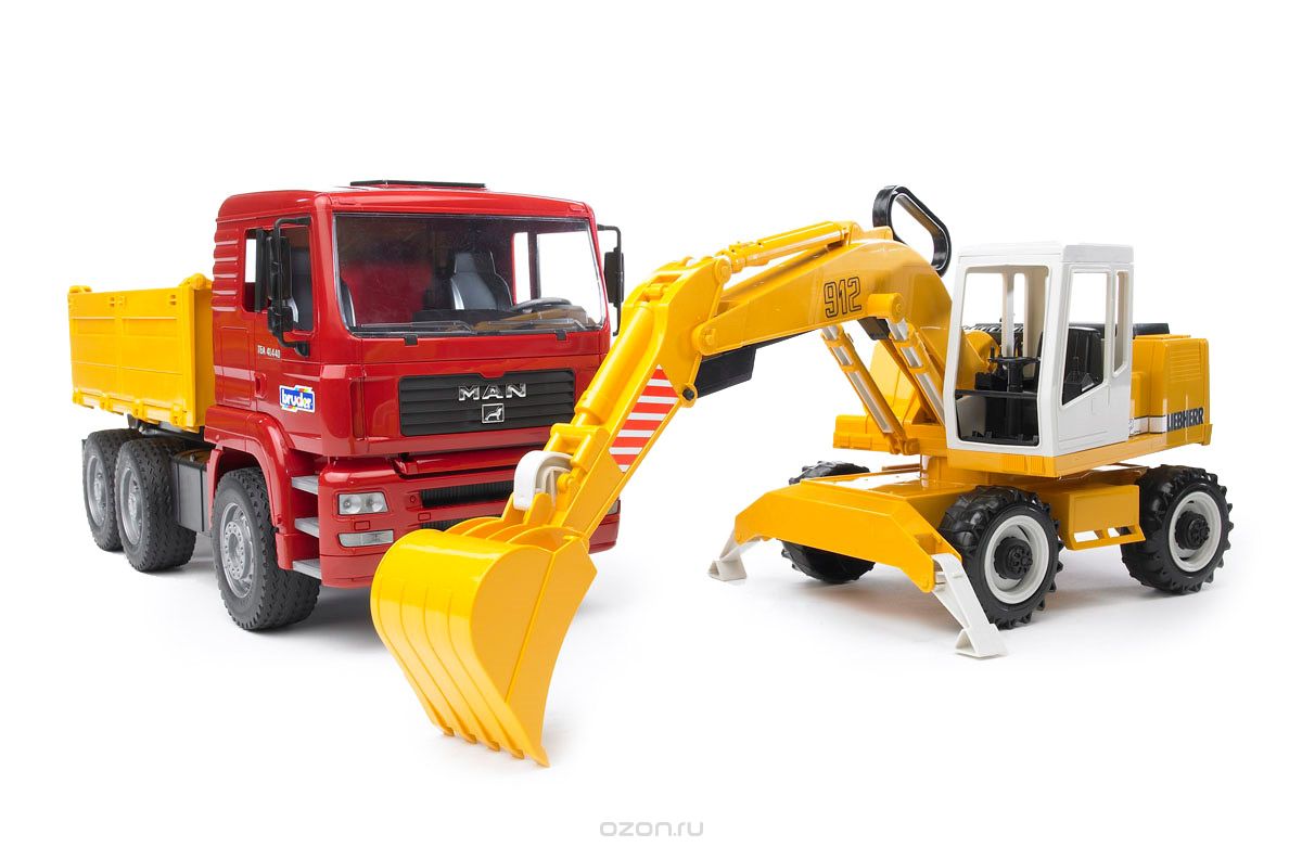 Camion-benne BRUDER MAN TGA et pelle Liebherr, 02751