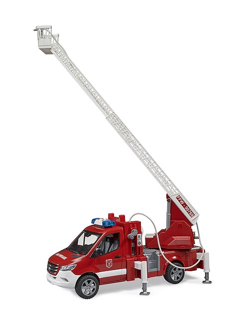 Véhicule de pompiers BRUDER MB Sprinter avec échelle pivotante, pompe et module son et lumière, 02673