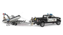 BRUDER RAM 2500 Police Pickup with L+S Module, trailer and boat, 02507