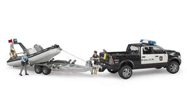BRUDER RAM 2500 Police Pickup with L+S Module, trailer and boat, 02507