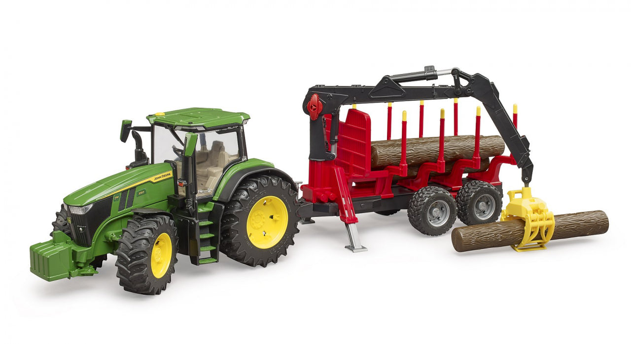 Bruder john deere 7r 350 avec remorque forestière et 4 troncs 03154