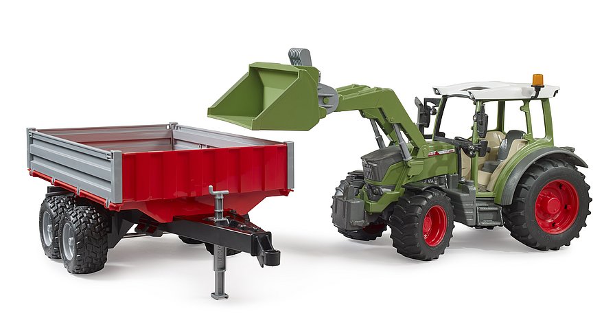 Tracteur bruder fendt vario 211 à l'échelle 1:16 avec chargeur frontal et remorque basculante 02182