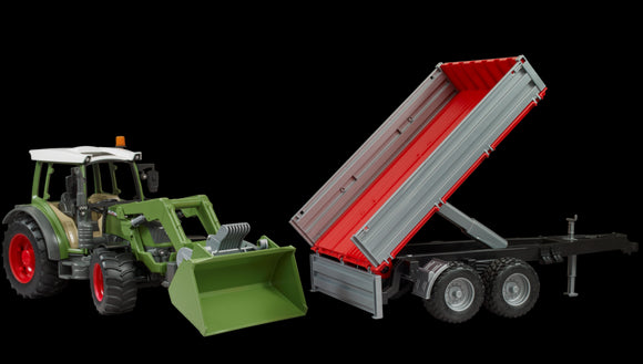 Tracteur bruder fendt vario 211 à l'échelle 1:16 avec chargeur frontal et remorque basculante 02182