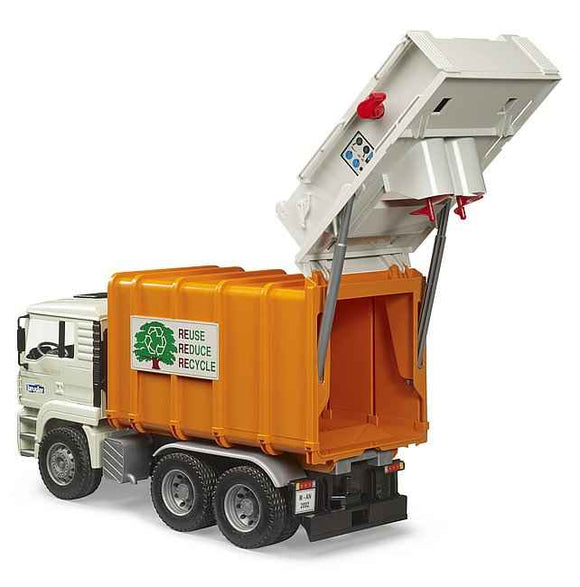 BRUDER 1:16 MAN TGA rear loading garbage truck, 02772