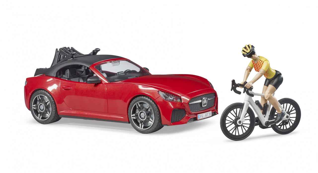 BRUDER Roadster avec 1 vélo de route et cycliste, 03485