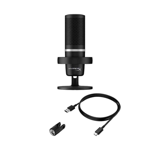 Microphone HyperX DuoCast USB-C, prise jack 3,5 mm, éclairage RVB, noir