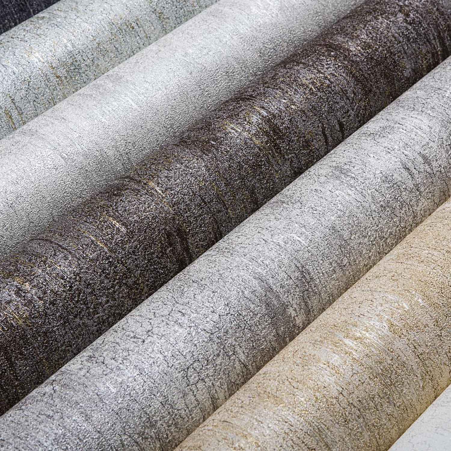 Papier peint texturé EDEM 410ST14 papier peint intissé gaufré à chaud légèrement texturé ton-sur-ton et des accents métalliques gris beige-gris argent anthracite 10,65 m2