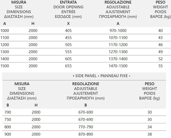 Cabine de douche LEA 400 110x80 x200 cm profilé doré