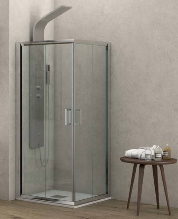 Cabine de douche carrée NEW FLORA 100 100x100 x180 cm profilé chromé