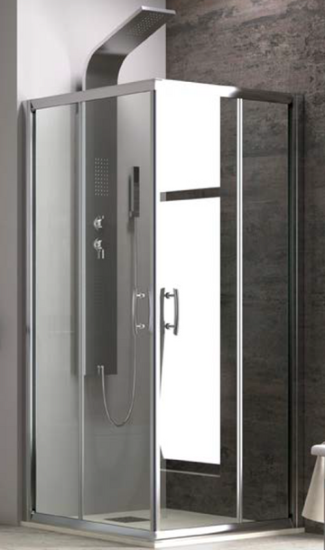 Cabine de douche carrée NEW FLORA 100 100x100 x180 cm profilé chromé - 0