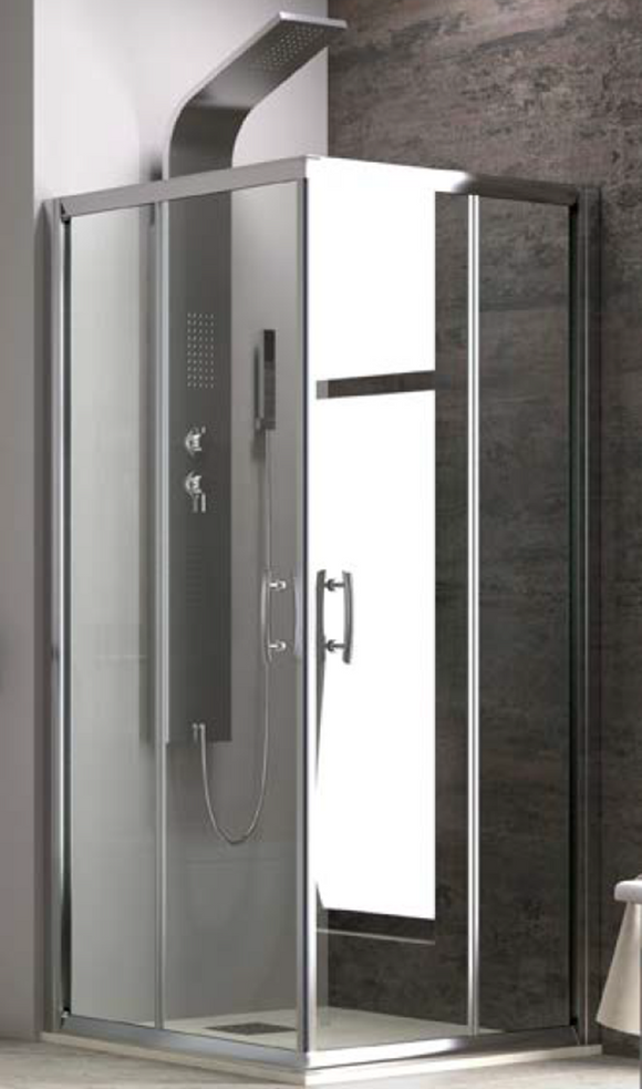 Cabine de douche carrée NEW FLORA 100 100x100 x180 cm profilé chromé