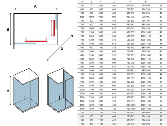 Cabine de douche carrée NEW FLORA 100 100x100 x180 cm profilé chromé
