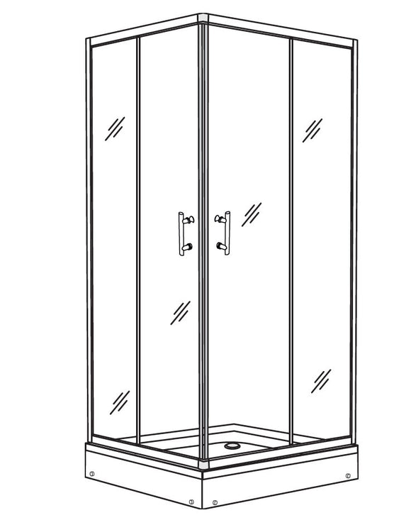 Cabine de douche carrée NEW FLORA 100 100x100 x180 cm profilé chromé