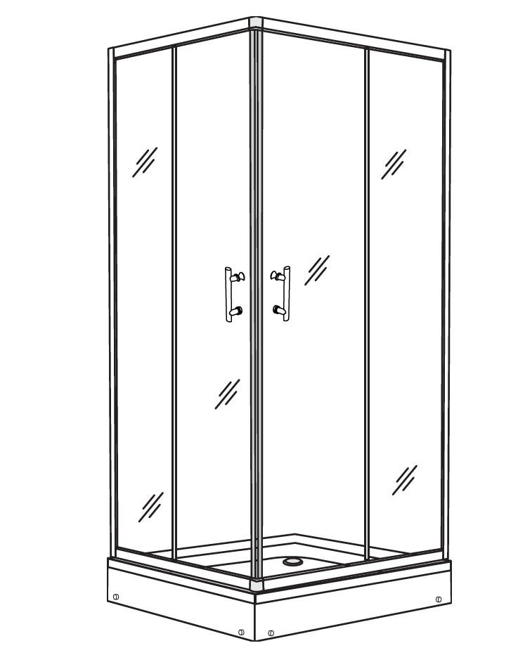 Cabine de douche carrée NEW FLORA 100 100x100 x180 cm profilé chromé