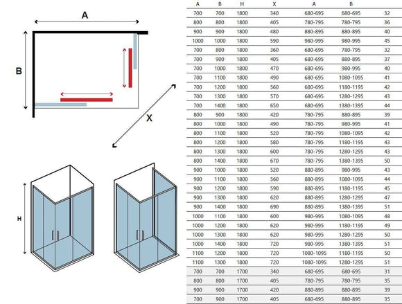 Cabine de douche rectangulaire NEW FLORA 100 90x110 H.180 cm