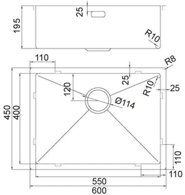 Évier à encastrer 1 bac en acier brossé doré LOVIA 60x45 cm