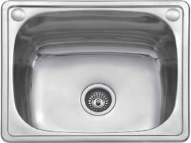Évier 1 bac en acier inoxydable CASSIE avec bonde et siphon 60x50 cm