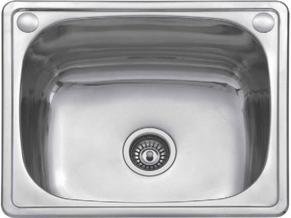 Évier 1 bac en acier inoxydable CASSIE avec bonde et siphon 60x50 cm