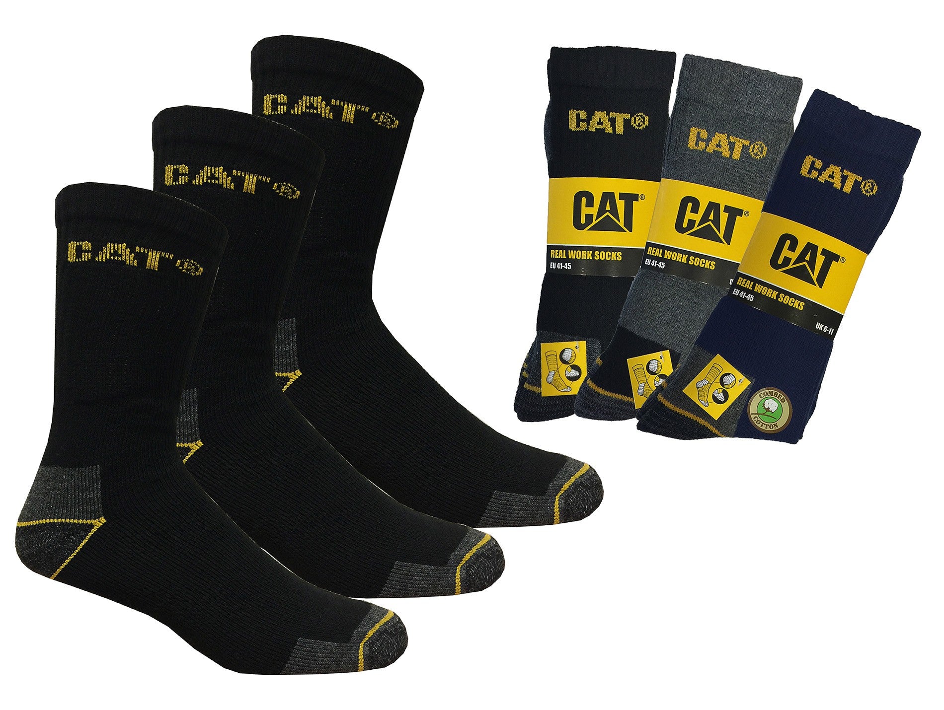 Real work socks noir lot de 3 paires