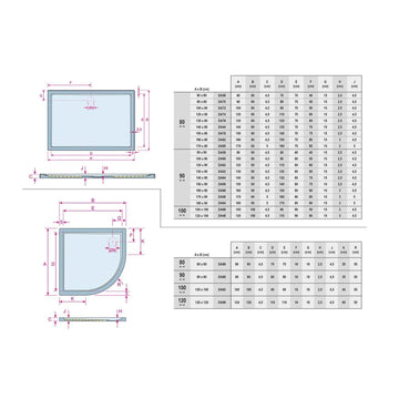 Grand receveur de douche acrylique rectangulaire RIHO ZURICH 256 140x90x4,5cm