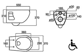 Pack WC PMR à suspendre REMAS 55x37x37 cm avec abattant