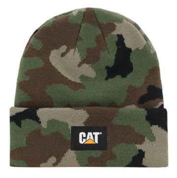 Cat label cuff beanie woodland camo
