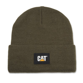 Cat label cuff beanie army moss