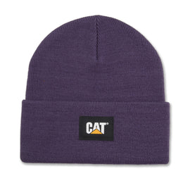 Cat label cuff beanie purple velvet