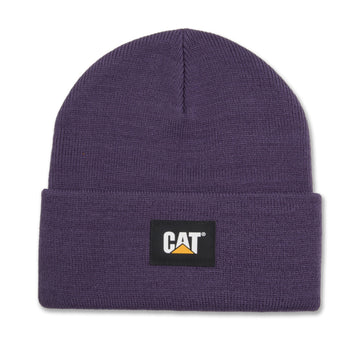 Cat label cuff beanie purple velvet