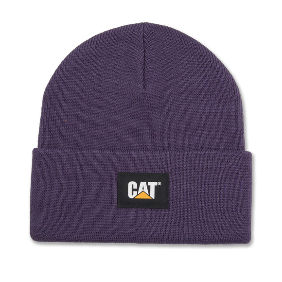 Cat label cuff beanie purple velvet