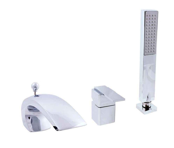 Mitigeur baignoire à cascade 3 trous LOIRA avec inverseur laiton chromé