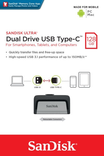 SanDisk 128GB USB-A / USB-C Ultra Dual Drive Flash Memory