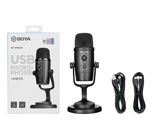 Microphone à condensateur USB-C Boya, sortie casque, contrôle du volume/muet (iOS/Android/Windows) « BY-PM300 » (timbre vert 0,18 lei)