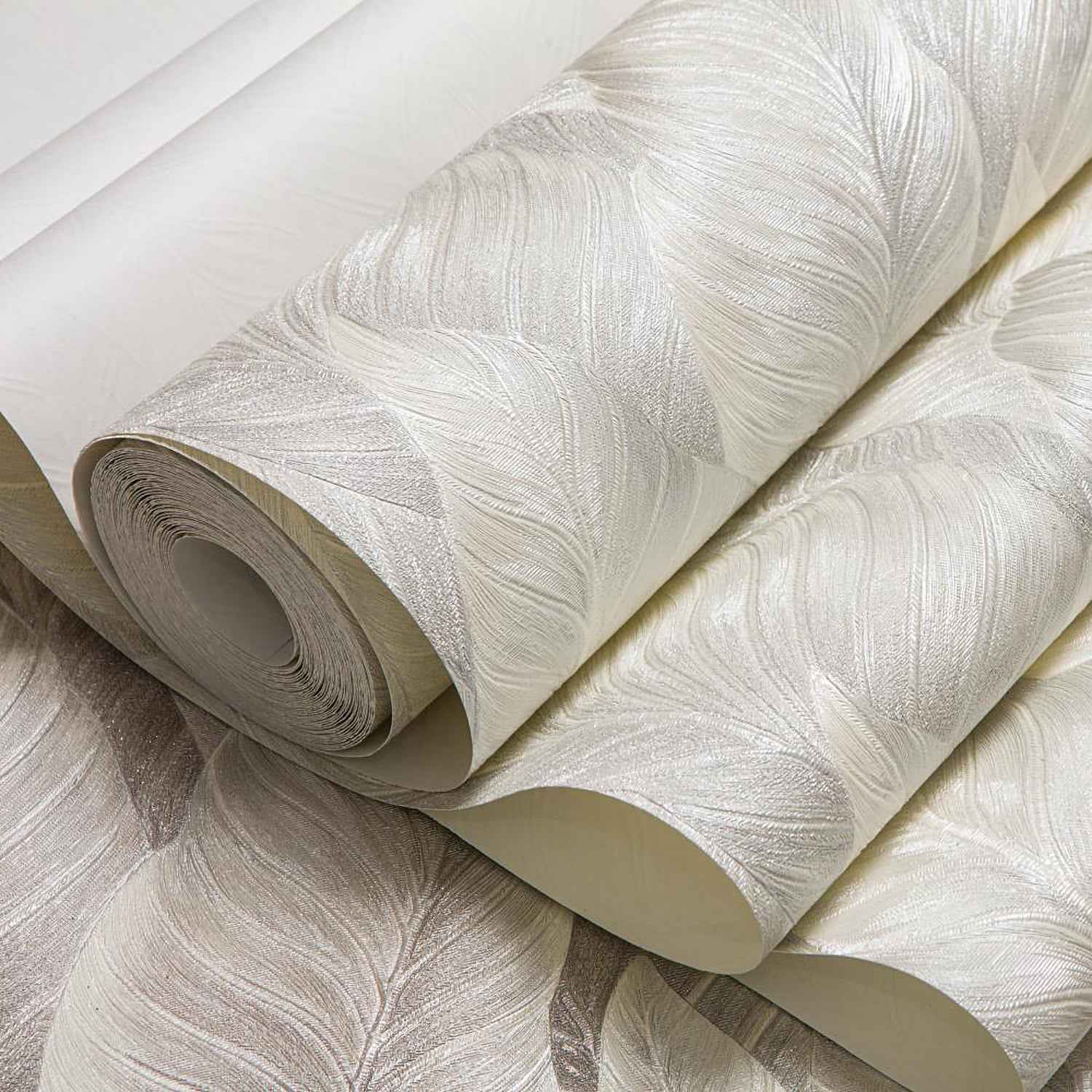Papier peint gaufré EDEM 420ST27 papier peint intissé gaufré à chaud légèrement texturé avec un dessin nature scintillant blanc gris-clair argent 10,65 m2