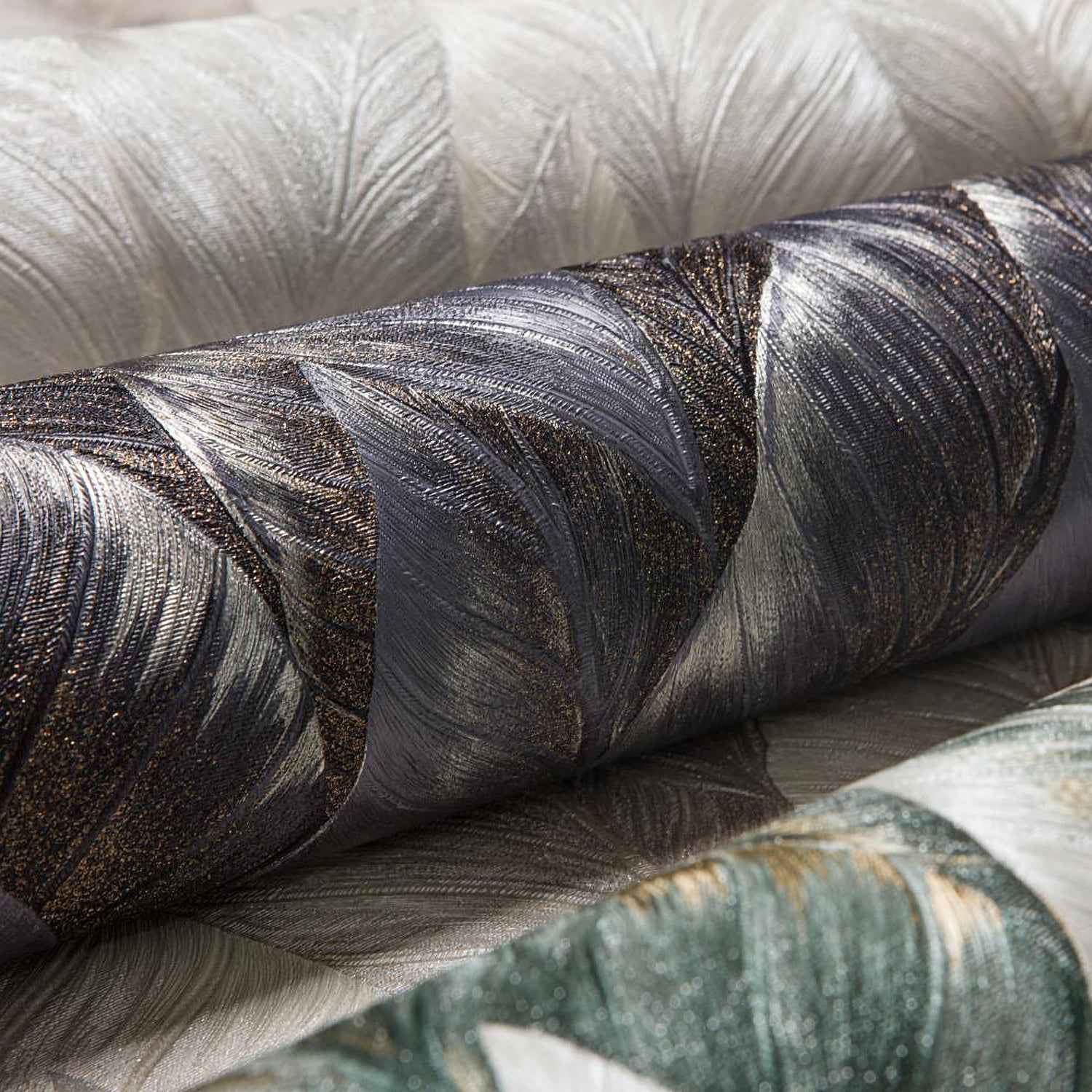 Papier peint gaufré EDEM 420ST29 papier peint intissé gaufré à chaud légèrement texturé avec un dessin nature scintillant anthracite brun argent bronze 10,65 m2