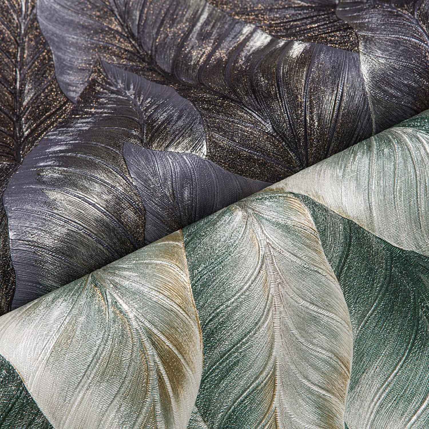 Papier peint gaufré EDEM 420ST29 papier peint intissé gaufré à chaud légèrement texturé avec un dessin nature scintillant anthracite brun argent bronze 10,65 m2