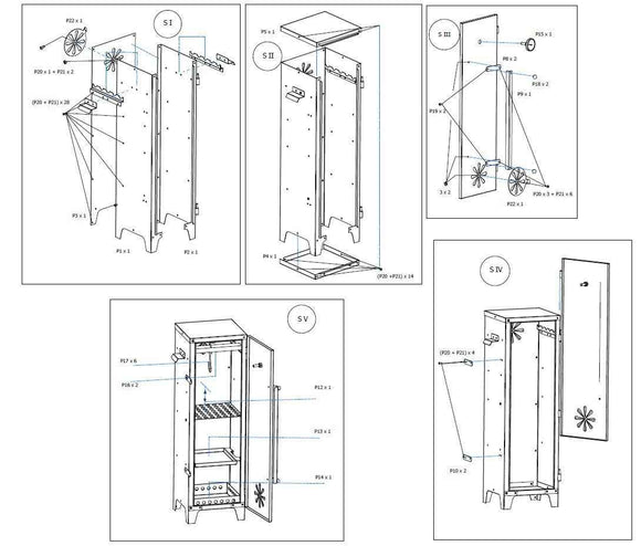 Fumoir de jardin BERLIN 110 cm avec accessoires
