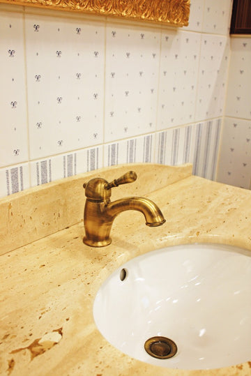 Mitigeur lavabo LABE en laiton bronze brossé avec pop-up