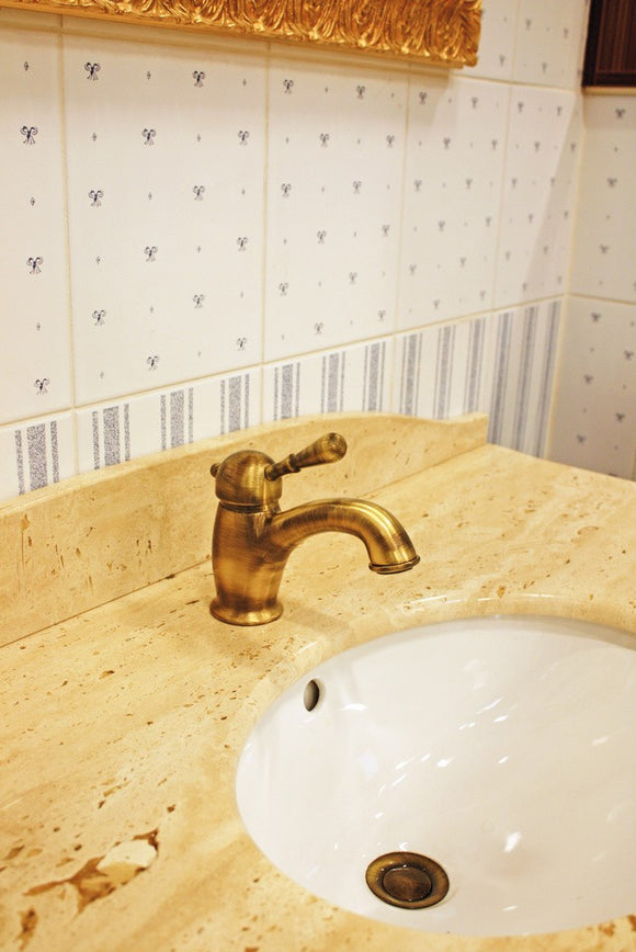 Mitigeur lavabo LABE en laiton bronze brossé avec pop-up