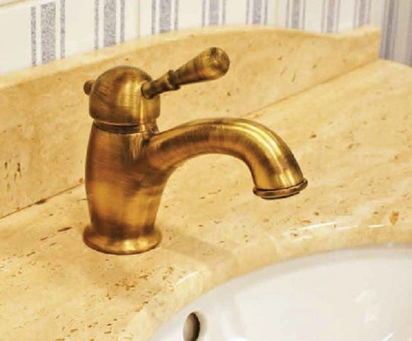 Mitigeur lavabo LABE en laiton bronze brossé avec pop-up
