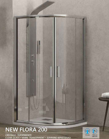 Cabine de douche d’angle quart cercle NEW FLORA 200 90x90 x180 cm