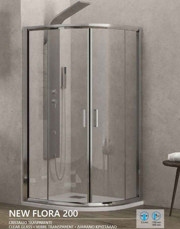 Cabine de douche d’angle quart cercle NEW FLORA 200 90x90 x180 cm