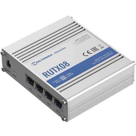 Routeur industriel | RUTX08 | Sans Wi-Fi | 10/100/1000 Mbit/s | 4 ports Ethernet LAN (RJ-45) | Non compatible Mesh | Non compatible MU-MiMO | Sans haut débit mobile | 1 | 24 mois