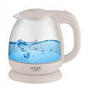 Adler | Kettle | AD 1283C | Electric | 900 W | 1 L | Glass/Stainless steel | 360° rotational base | Cream-1
